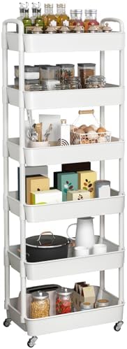 Sywhitta 3 - Tier Plastic Rolling Utility Cart with Handle, Multi - Functional Storage Trolley for Office, Living Room, Kitchen, Movable Storage Organizer with Wheels, White - Homesidy.com