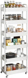 Sywhitta 3 - Tier Plastic Rolling Utility Cart with Handle, Multi - Functional Storage Trolley for Office, Living Room, Kitchen, Movable Storage Organizer with Wheels, White - Homesidy.com