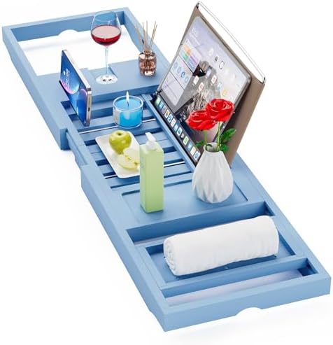 Premium Bathtub Tray Caddy, Expandable Bath Tray, Unique House Warming Gifts, New Home, Anniversary and Wedding Gifts for Couple, Bridal Shower Gift for Women - Homesidy.com