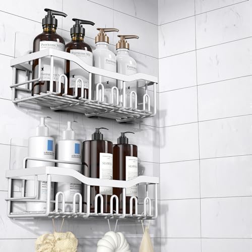 EUDELE 5 - Pack Rustproof Stainless Steel Shower Caddy Set– No Drill Adhesive Bathroom Organizer, Space - Saving Shower Shelves for Apartment Essentials, Bathroom/Kitchen Storage Home Decor - L Size - Homesidy.com
