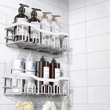 EUDELE 5 - Pack Rustproof Stainless Steel Shower Caddy Set– No Drill Adhesive Bathroom Organizer, Space - Saving Shower Shelves for Apartment Essentials, Bathroom/Kitchen Storage Home Decor - L Size - Homesidy.com