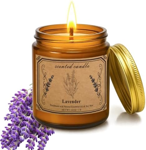 Candles for Home Scented, 16oz Large Soy Wax Lavender Scented Candle, 100 Hour Burn Time, Aromatherapy Candle, Ideal for Christmas, Anniversary, Birthday Gift - Homesidy.com