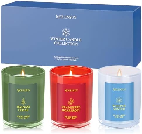 Balsam Cedar Candle, 10oz Soy Scented Candle for Home, Christmas Birthday &amp; Holiday Gifts for Women &amp; Men, Long Lasting 50 Hour Clean Non - Toxic Burn, Elegant Winter &amp; Christmas Festive Home Decor - Homesidy.com
