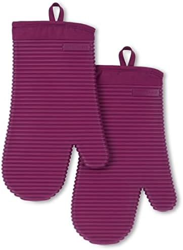 KITCHENAID Ribbed Soft Silicone Oven Mitt 2 - Pack Set, 7.5&34;x13&34;, Milkshake - Homesidy.com