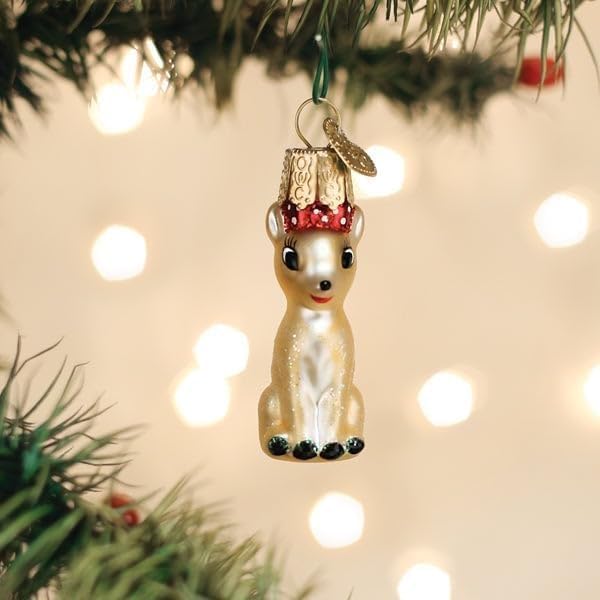 Old World Christmas Rudolph and Clarice Glass Blown Ornament for Christmas Tree, Handcrafted Holiday Decoration, Rudolph Collection - Homesidy.com
