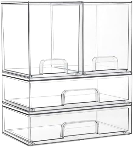 Vtopmart Stackable Storage Drawers Set of 5, Clear Plastic Organizer Bins for Baby Bottle, Beauty Supplies Storage, Ideal for Kichen Countertop, Vanity, Bathroom, Cabinet, Pantry Organization - Homesidy.com