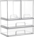 Vtopmart Stackable Storage Drawers Set of 5, Clear Plastic Organizer Bins for Baby Bottle, Beauty Supplies Storage, Ideal for Kichen Countertop, Vanity, Bathroom, Cabinet, Pantry Organization - Homesidy.com