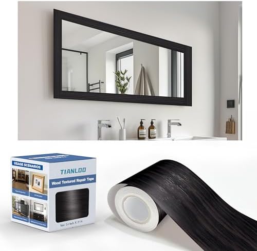 TIANLDD 27 FT Wood Grain Wallpaper Border, Removable Waterproof Mirror Border Peel and Stick,Bathroom Mirror Frame Border.(Black) - Homesidy.com