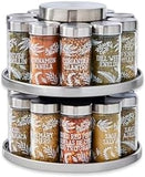 Kamenstein 20 Jar Revolving Countertop Spice Rack with Spices Included, FREE Spice Refills for 5 Years, Polished Stainless Steel with Black Caps, 30020 - Homesidy.com