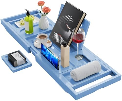 Premium Bathtub Tray Caddy, Expandable Bath Tray, Unique House Warming Gifts, New Home, Anniversary and Wedding Gifts for Couple, Bridal Shower Gift for Women - Homesidy.com