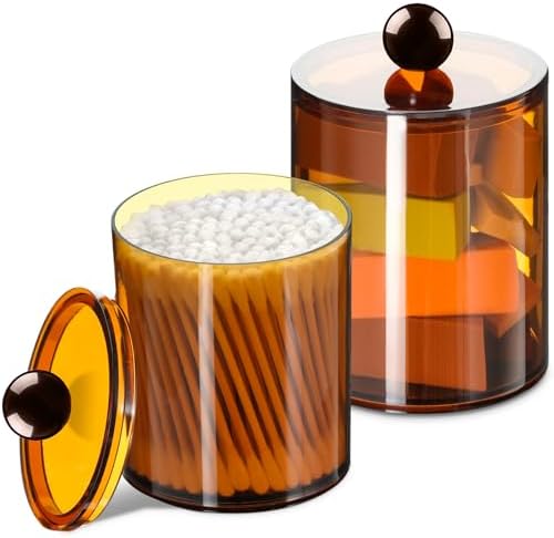 XIPENGKEJI 2 Pack Qtip Holder,Canister Apothecary Jar Set, Bathroom Jars with Lids Set for Cotton Swabs, Balls, Pads, Floss Picks,10oz - 12oz Plastic Canisters Restroom Bedroom Vanity Organizer(Black) - Homesidy.com
