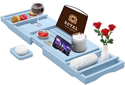 ROYAL CRAFT WOOD Bathtub Tray Caddy for Tub, Bamboo Bath Shelf, Premium Foldable Wood Bath Table, Expandable Bathtub &amp; Bathroom Accessories, New Home Gifts for Mom, Housewarming, Anniversary, Wedding - Homesidy.com