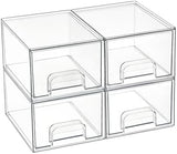 Vtopmart 4 Pack Small Clear Stackable Storage Drawers,Acrylic Bathroom Makeup Organizer,Plastic Storage Bins For Vanity, Undersink, Kitchen Cabinets, Pantry, Home Organization - Homesidy.com