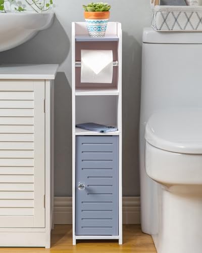 AOJEZOR Toilet Paper Holder Stand: No Drill PVC Small Bathroom Cabinet for Apartment Dwellers - Rental Deposit Protection - Small Space Storage Saving - Homesidy.com