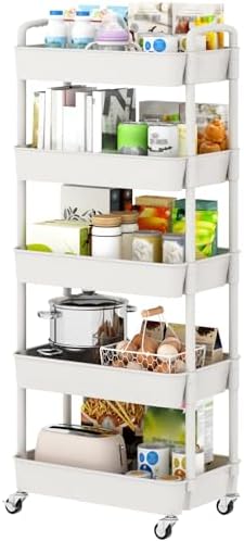 Sywhitta 3 - Tier Plastic Rolling Utility Cart with Handle, Multi - Functional Storage Trolley for Office, Living Room, Kitchen, Movable Storage Organizer with Wheels, White - Homesidy.com