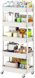 Sywhitta 3 - Tier Plastic Rolling Utility Cart with Handle, Multi - Functional Storage Trolley for Office, Living Room, Kitchen, Movable Storage Organizer with Wheels, White - Homesidy.com