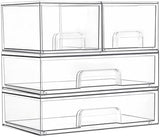 Vtopmart Stackable Storage Drawers Set of 5, Clear Plastic Organizer Bins for Baby Bottle, Beauty Supplies Storage, Ideal for Kichen Countertop, Vanity, Bathroom, Cabinet, Pantry Organization - Homesidy.com