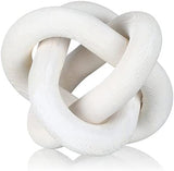 Yalikop 3 Link Wood Knot Decor - Hand Carved Coffee Table Decoration, Boho Chain Link Decor, Modern Shelf, Rustic Objects for Home Living Room Bedroom(White) - Homesidy.com