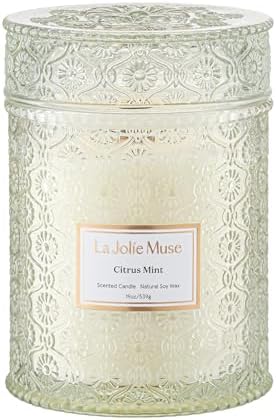 LA JOLIE MUSE Sahara Amber Candle – Bergamot, Clove &amp; Amber | 12 oz Large 2 - Wick Soy Wax Candle | 60 Hours Clean Burn | Gift - Ready for Hosts &amp; Gatherings | Elegant Home Décor - Homesidy.com