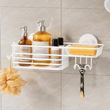 LEVERLOC Shower Caddy Suction Cup, 2 Pack Shower Shelves for Inside Shower with Hooks &amp; Soap Holder, NO - Drilling Bathroom Shower Organizer, Rustproof Meatl Shower Holder Storage, Black - Homesidy.com