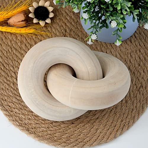 YiLiiod Wood Coffee Table Decor for Living Room, Hand Carved Chain Link Decoration, Modern Farmhouse and Boho Style Object - Homesidy.com