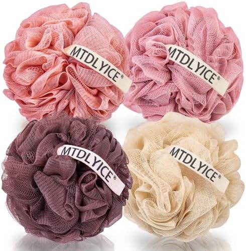 MTDLYICE Loofah Sponge, XXL Large Loofah 100g 4 Pack, Bath Sponge Soft Mesh Shower Loofah for Men, Body Scrub, Shower Pouf Bath Accessories, for Body Wash, Soap (Blue Gray) - Homesidy.com