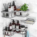 YASONIC Corner Adhesive Shower Caddy, with Soap Holder and 12 Hooks, Rustproof Stainless Steel Bathroom Organizer, No Drilling Wall Mounted Rack, Black, 3 - Pack - Homesidy.com
