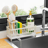 Cisily Black Sponge Holder for Kitchen Sink, Sink Caddy Organizer with High Brush Holder, Kitchen Countertop Organizers and Storage Essentials, Rustproof 304 Stainless Steel, Soap Dispenser Organize - Homesidy.com