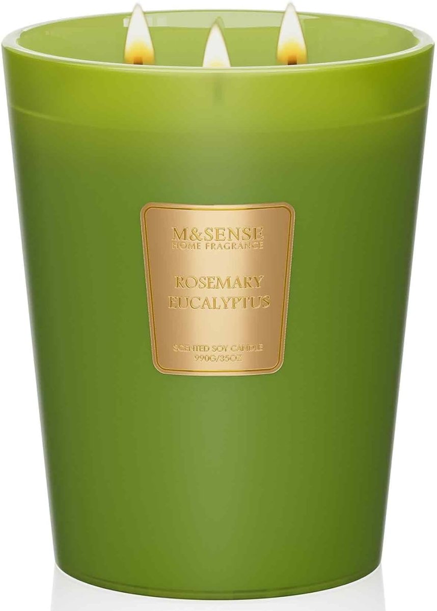 M&amp;SENSE Extra Large Candle Creamy Vanilla Scented, 3 - Wick 35oz 150H Long Lasting, Natural Soy Wax Aromatherapy Candle for Stress Relief, Home Fragrance Fall Winter Christmas Thanksgiving Gifts - Homesidy.com