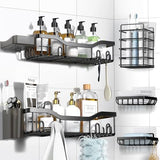 NESOMI Shower Caddy Adhesive Shower Organizer 7 - Pack, Rustproof Stainless Steel Bathroom Shelves, Large Capacity No - Drill Rack Storage Accessories with Soap Dish Toothbrush Holder &amp;24 Hooks Home Decor - Homesidy.com