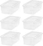 IRIS USA 6 Qt. Plastic Storage Bins Containers with Lids, 4 Pack, Small Sensory Bin, Craft Storage, Craft Organizers &amp; Storage, Organizing Container for Home, Office &amp; Art Supplies, Stackable, Clear - Homesidy.com