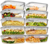 Vtopmart 5Pack 22oz Glass Storage Containers with Lids, Glass Meal Prep Food Container Sets with Snap Airtight Lids for Microwave, Oven, Freezer and Dishwasher, Grey - Homesidy.com