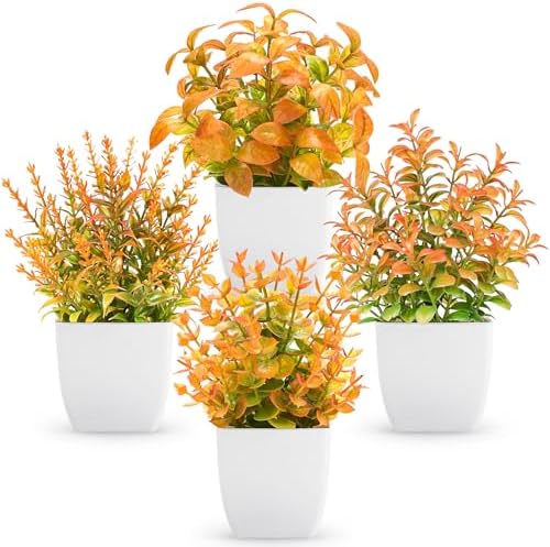 Der Rose 4 Pack Fake Plants Mini Artificial Greenery Potted Plants for Home Decor Indoor Office Table Room Farmhouse Bathroom Decor - Homesidy.com