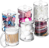 XIPENGKEJI 2 Pack Qtip Holder,Canister Apothecary Jar Set, Bathroom Jars with Lids Set for Cotton Swabs, Balls, Pads, Floss Picks,10oz - 12oz Plastic Canisters Restroom Bedroom Vanity Organizer(Black) - Homesidy.com