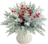 Watayo 60 Pcs Christmas Artificial Pine Branches with Red Berry Stems, 10.5&34; Faux Evergreen Norfolk Pine Cypress Leaves Stems, Fake Foliage Pine Needles Picks for DIY Craft Garland Home Decor - Homesidy.com