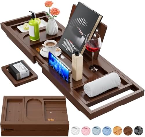 Premium Bathtub Tray Caddy, Expandable Bath Tray, Unique House Warming Gifts, New Home, Anniversary and Wedding Gifts for Couple, Bridal Shower Gift for Women - Homesidy.com