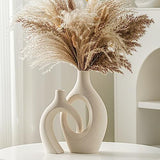 Lvases Snuggle Hollow Ceramic Vase Set of 2, Nordic Modern Boho ins Style Decorative Ceramic Aesthetic Flower Vase for Home Decor (Milky White W 6.3&34; X H 8.4&34;) - Homesidy.com