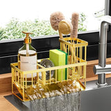 Cisily Kitchen Sink Caddy Organzier with High Brush Holder, Sponge Holder for Sink, 304 Rustproof Stainless, Kitchen Countertop Soap Dispenser Organizer, Kitchen Decor and Accessories - Homesidy.com