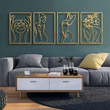 Glamativity 4 Pack Gold Wall Art Decor, Minimalist Single Line Real Metal Wall Art, Womans Body Shape Abstract Wall Art (Gold Classic Style, 17 x 11.8) - Homesidy.com