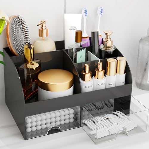 Makeup Organizer with Drawers, Cosmetic Storage for Dresser Vanity and Bathroom Countertop, Beauty Holder for Lipstick Brush, Skincare Organizer for Vanity, Cosmetic Display Case (White) - Homesidy.com
