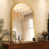 VooBang Arched Wall Mirror, 30 x 38 inch Arch Bathroom Mirror, Wall Mounted Vanity Mirror with Arch Metal Frame, Modern Bathroom Vanity Mirror for Bedroom, Living Room, Hanging or Leaning, Black - Homesidy.com