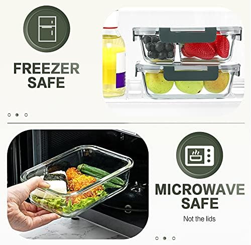 KOMUEE 10 Packs 30 oz Glass Meal Prep Containers,Glass Food Storage Containers with Lids,Airtight Lunch Bento Boxes,Microwave,Freezer and Dishwasher,Gray - Homesidy.com