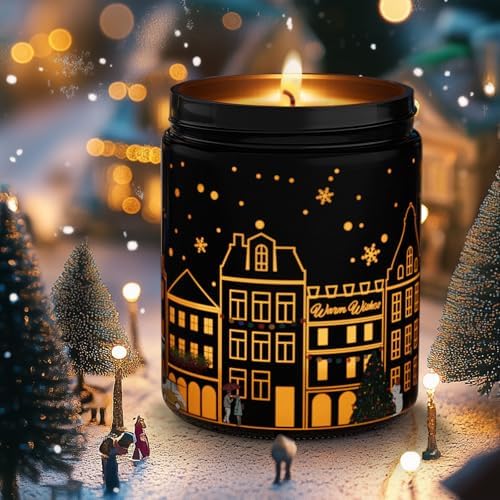 Merry Christmas Candles with Warmer LED, Christmas Decor Gifts Winter Candle with Pine Wood Spice Scents, Cypress Candle Over 40 Hours Burn Time, Home Decorations Indoor, 100% Soy Wax,White - Homesidy.com