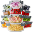 HOMBERKING 24pc Borosilicate Glass Food Storage Containers with Lids, Glass Meal Prep Containers with Leak Proof Snap Lock Lids, Airtight Bento Lunch Boxes, Kitchen Storage (12 lids &amp; 12 Containers) - Homesidy.com
