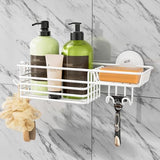 TAILI Shower Caddy Suction Cup 2 Pack with Hooks &amp; Soap holder, Heavy Duty Shower Organizer for Bathroom, No Drilling Bathroom Organizer with Large Capacity, Black Metal Storage Basket - Homesidy.com