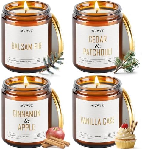 AOOVOO Scented Candles - 4PC Candle Set, 36 oz Soy Candles, Soy Candle for Home Scented, Lavender/Vanilla/Eucalyptus/Sage - Homesidy.com