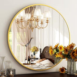 HARRITPURE Round Mirror 30 Black Wall Mounted Circle Mirrors Vanity Mirror with Brushed Aluminum Alloy Frame Modern Decoration for Bathroom, Living Room, Vanity, Bedroom, Entryway - Homesidy.com
