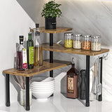 JayRex Countertop Organizer Organization, 3 Tier Moveable Corner Shelf Organizer for Kitchen, Bathroom, Spice Rack, Coffee Area, Over Sink, Dresser Table (Rustic Brown) - Homesidy.com