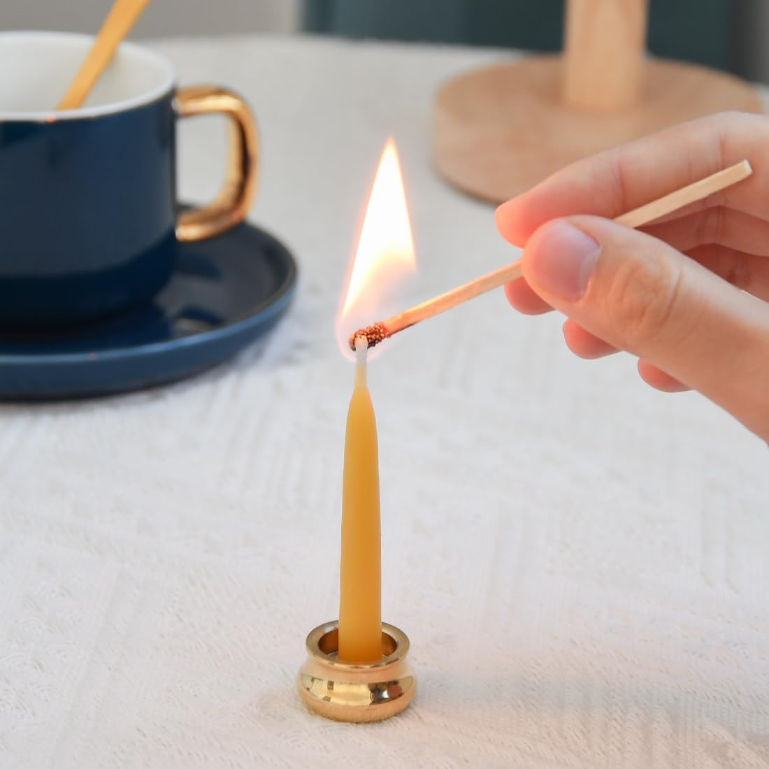 20 Minute Pure Beeswax Candles, Drip - Free Meditation Candles, Mini Taper Candles, Set of 50 Without Brass Candle Holders - Homesidy.com