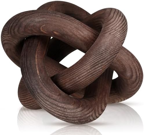 Yalikop 3 Link Wood Knot Decor - Hand Carved Coffee Table Decoration, Boho Chain Link Decor, Modern Shelf, Rustic Objects for Home Living Room Bedroom(White) - Homesidy.com